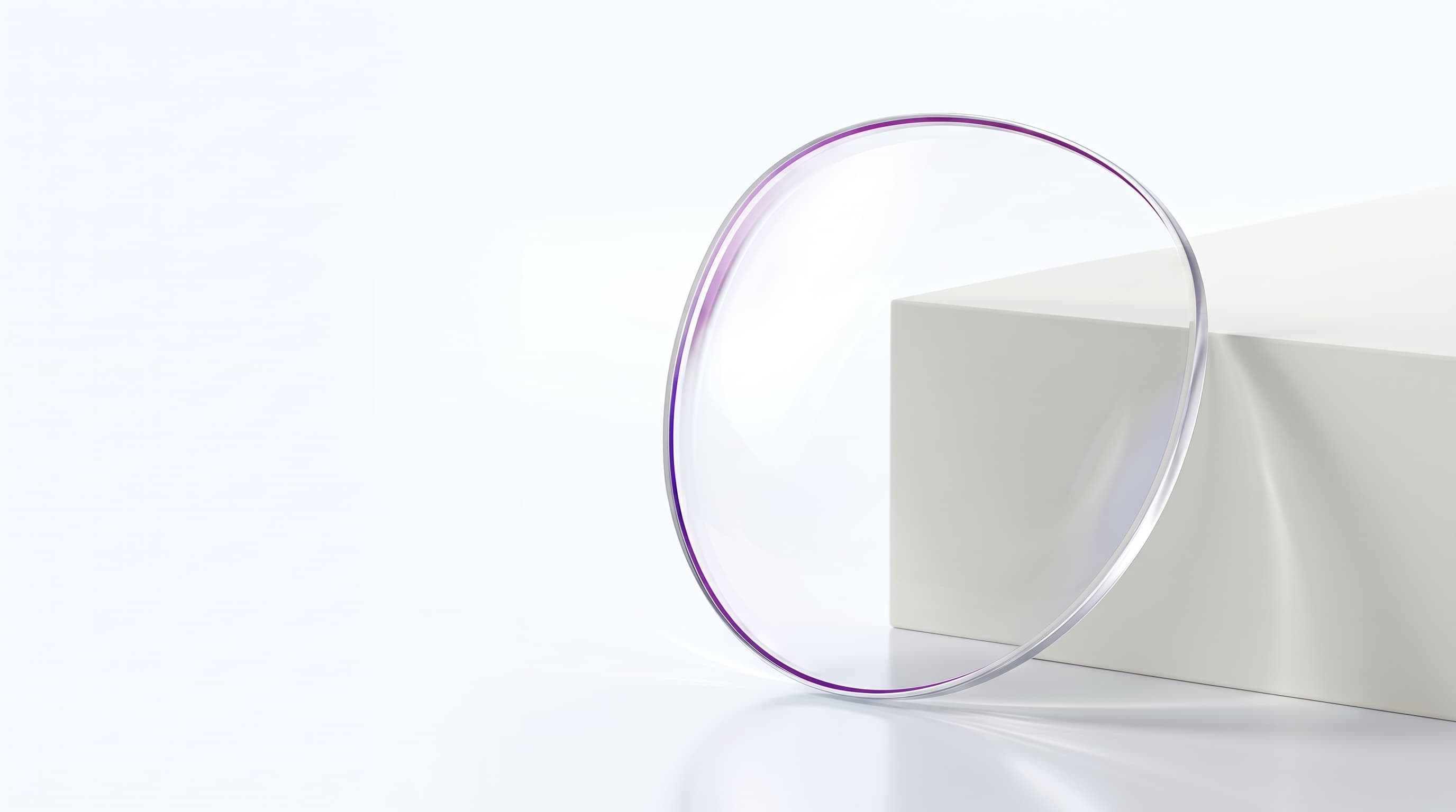 Lente oftálmica Freeform Masi de alta precisão óptica com reflexos violeta e bloco de estúdio